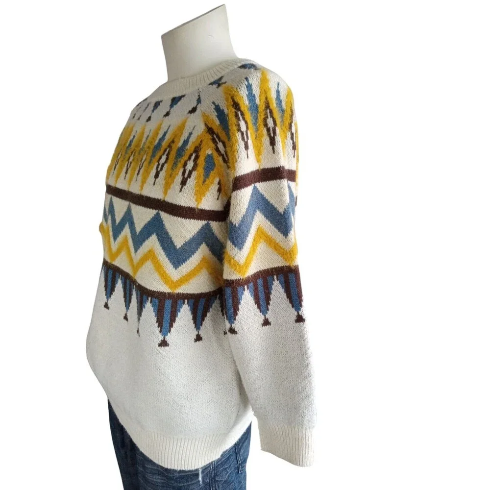 Moon River Fair Isle Women's Crew Neck Knite Sweater Sz S
